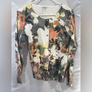 Size M Vila Milano Button Front Cardigan Sweater, Soft Autumn Shades, Wool Blend